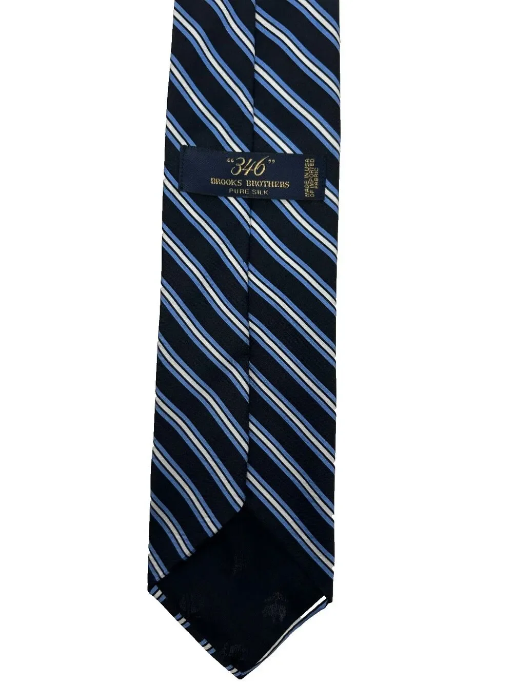 346 Brooks Brothers‎ Pure Silk Tie Navy Blue White Stripe Classic 58.25